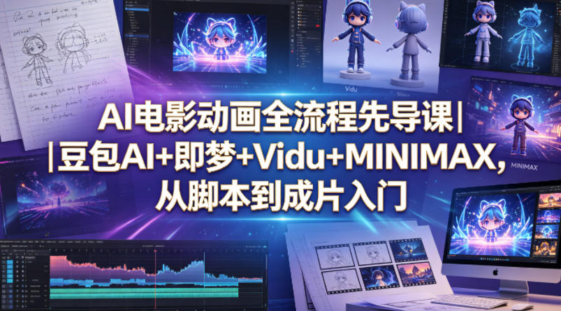 AI电影动画全流程先导课｜豆包AI+即梦+Vidu+MINIMAX，从脚本到成片入门 - 来及网络
