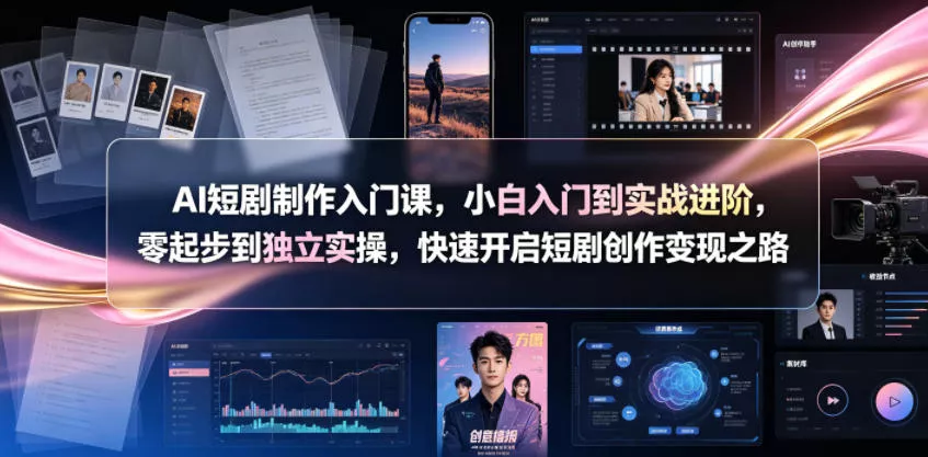 AI短剧制作入门课，小白入门到实战进阶，零起步到独立实操，快速开启短剧创作变现之路 - 来及网络