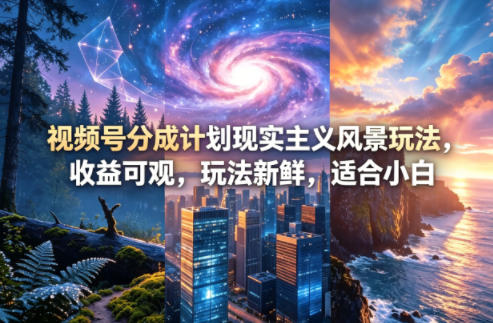 视频号分成计划现实主义风景玩法，收益可观，玩法新鲜，适合小白 - 来及网络