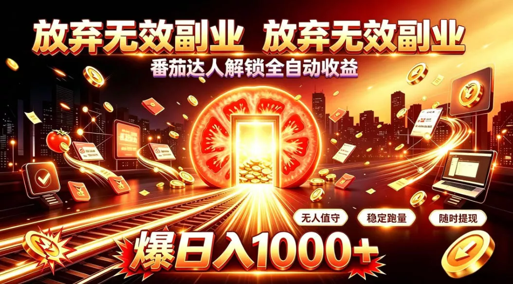放弃无效副业，番茄达人解锁全自动收益，日入1k+，门槛最低的线上轻资产项目【揭秘】 - 来及网络