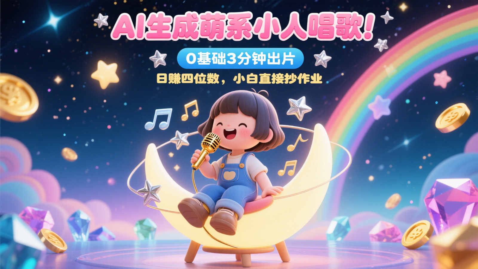 AI生成萌系小人唱歌！0基础3分钟出片，28个作品涨粉9万，日赚四位数，小白直接抄作业 - 来及网络