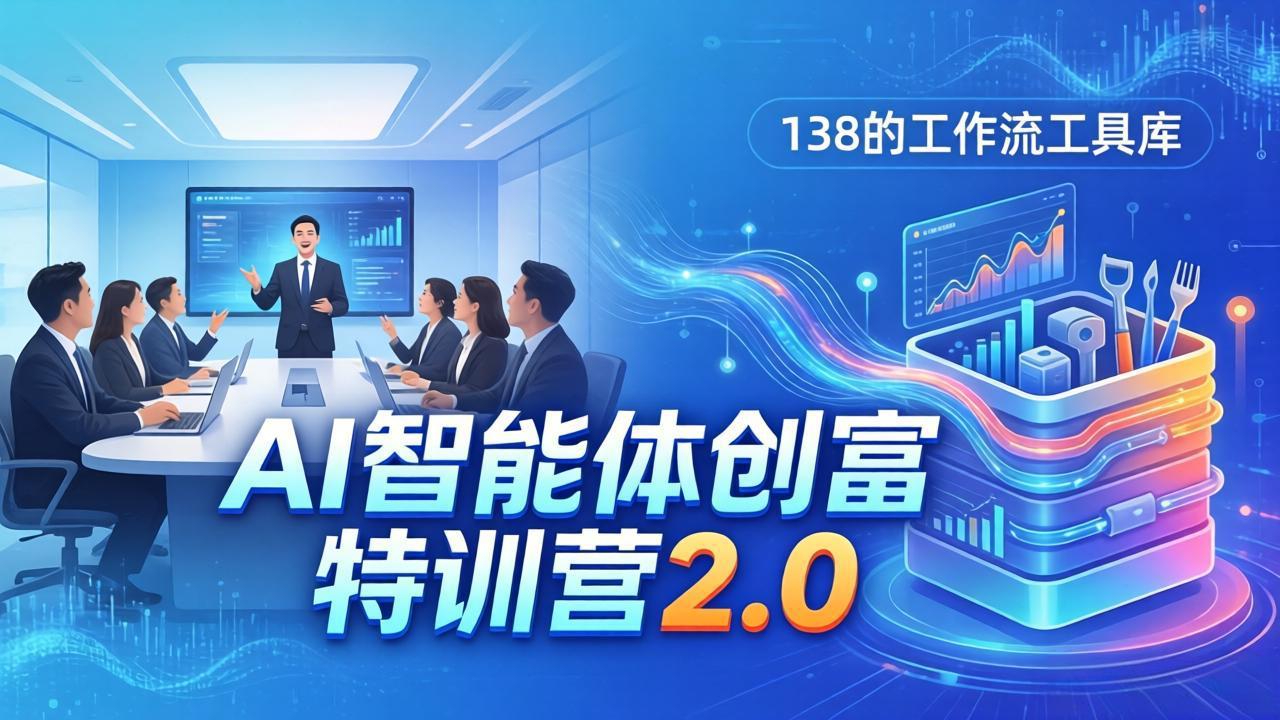 AI智能体创富训练营2.0：3天闭门直播+视频课+工具库，从0到1搭建智能体附138个工作流 - 来及网络