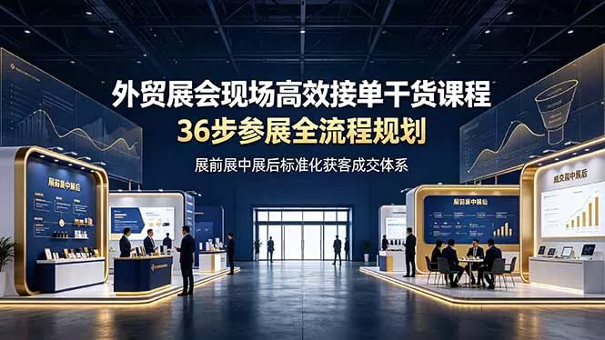 外贸展会现场高效接单干货课程，36步参展全流程规划，展前展中展后标准化获客成交体系 - 来及网络