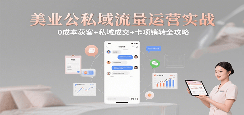 美业公私域流量运营实战：0成本获客+私域成交+卡项销转全攻略 - 来及网络
