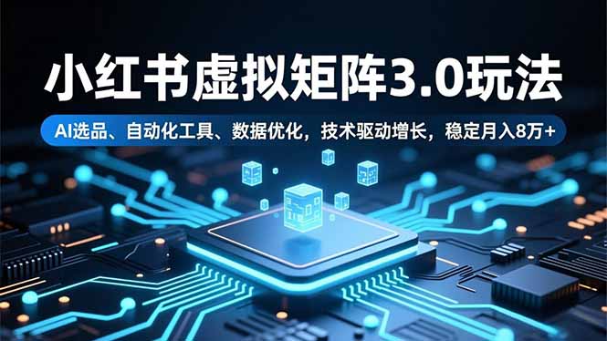 小红书虚拟矩阵3.0玩法，AI选品、自动化工具、数据优化，技术驱动增长，稳定月入8万+ - 来及网络
