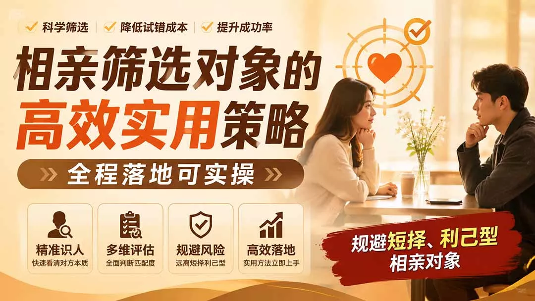 付费文章：相亲筛选对象的高效实用策略，全程落地可实操，规避短择、利己型相亲对象 - 来及网络