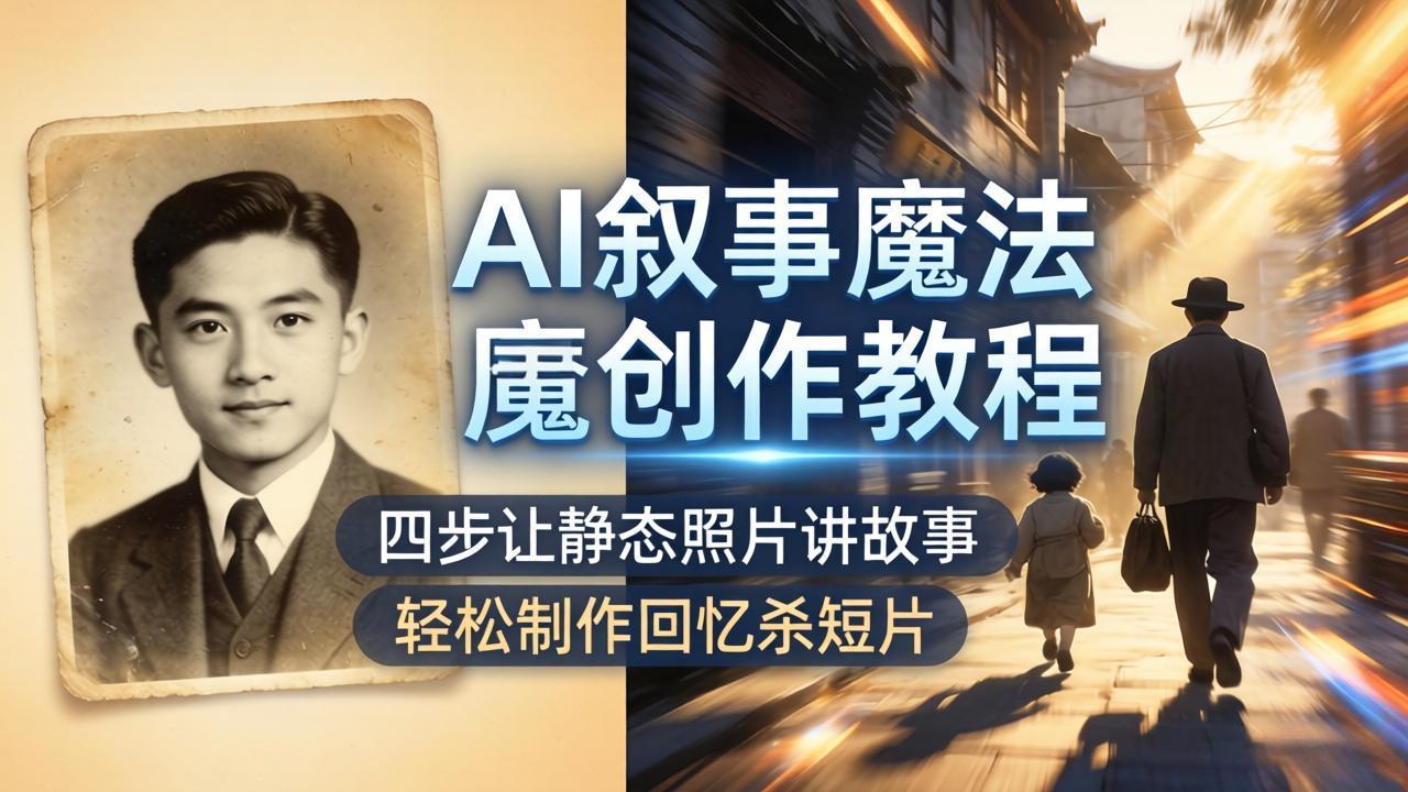 AI叙事魔法创作教程，四步让静态照片讲故事，老照片修复加动态特效，轻松制作回忆杀短片 - 来及网络