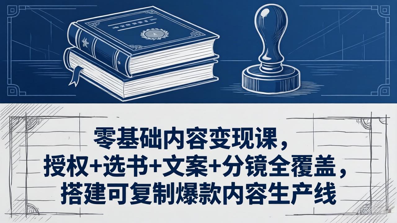 零基础内容变现课，授权+选书+文案+分镜全覆盖，搭建可复制爆款内容生产线 - 来及网络