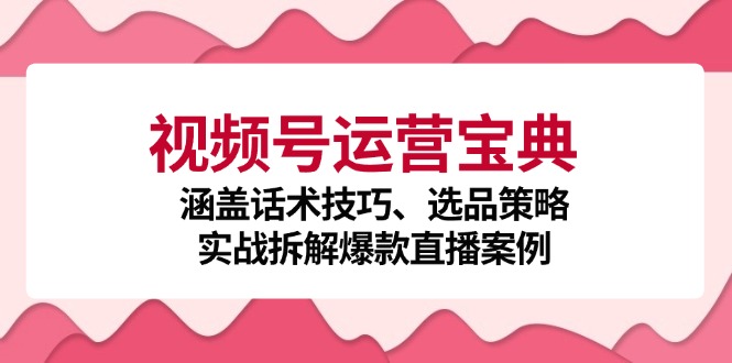 （12808期）视频号运营宝典：涵盖话术技巧、选品策略、实战拆解爆款直播案例 - 来及网络