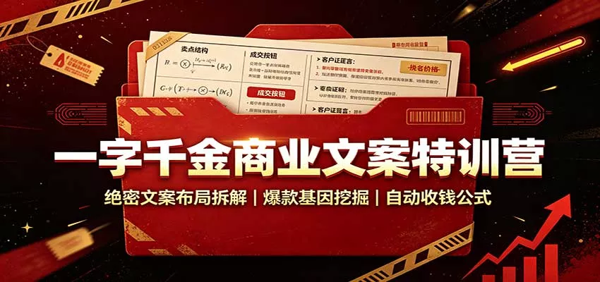 一字千金商业文案特训营：绝密文案布局拆解，爆款基因挖掘，自动收钱公式 - 来及网络