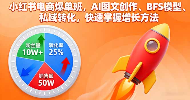 小红书电商爆单班，AI图文创作、BFS模型、私域转化，快速掌握增长方法 - 来及网络