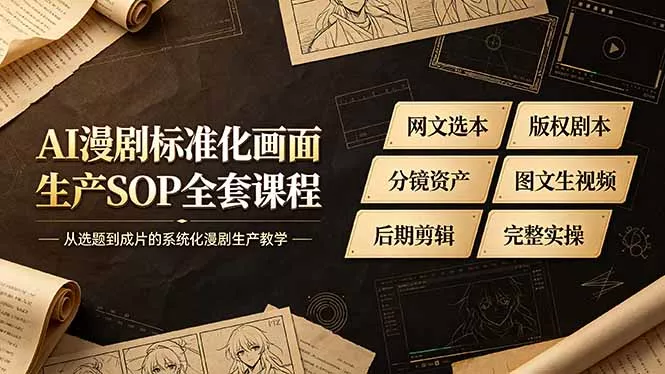 AI漫剧标准化画面生产SOP全套课程-更新，网文选本版权剧本分镜资产全覆盖，图文生视频后期剪辑完整实操教学 - 来及网络
