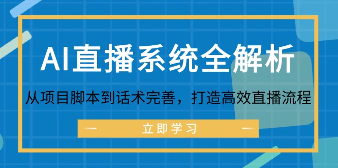 （12509期）AI直播系统全解析：从项目脚本到话术完善，打造高效直播流程 - 来及网络