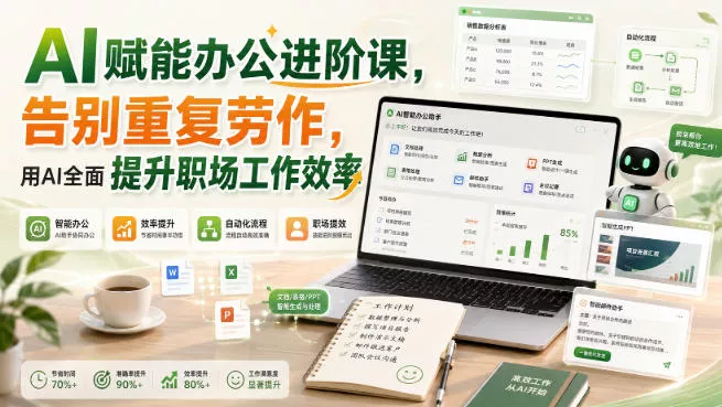 AI赋能办公进阶课，告别重复劳作，用AI全面提升职场工作效率 - 来及网络