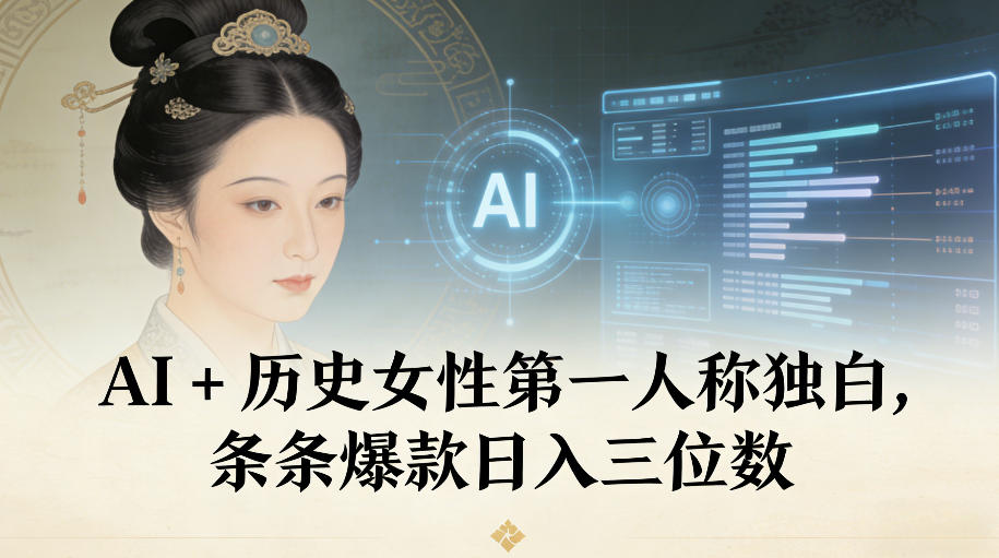 AI+历史女性第一人称独白，条条爆款日入三位数 - 来及网络
