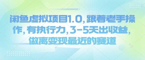 闲鱼虚拟项目1.0，跟着老手操作，有执行力，3-5天出收益，做离变现最近的赛道 - 来及网络