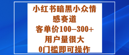 小红书暗黑小众情感赛道，客单价100-300+用户量很大，0门槛即可操作 - 来及网络