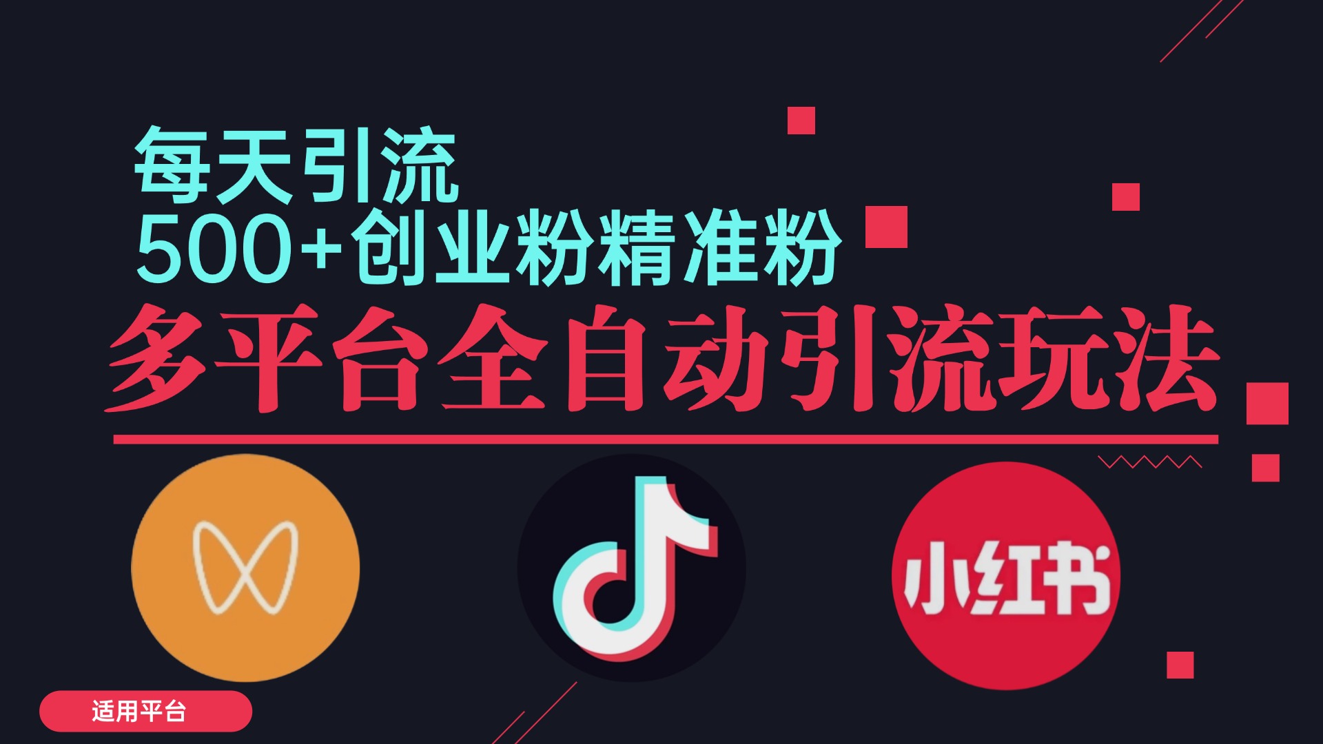（12765期）小红书抖音视频号截流自热全平台引流打法，全自动引流【日引2000+精准… - 来及网络