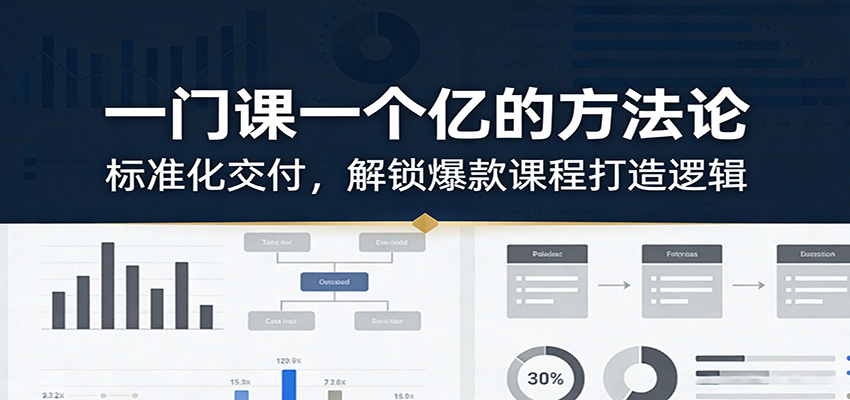 一门课一个亿的方法论：标准化交付，解锁爆款课程打造逻辑 - 来及网络