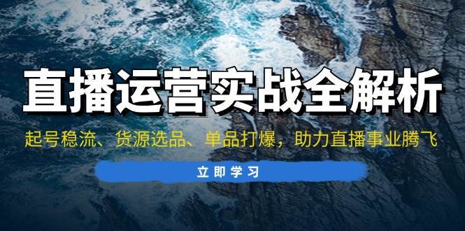 （13294期）直播运营实战全解析：起号稳流、货源选品、单品打爆，助力直播事业腾飞 - 来及网络