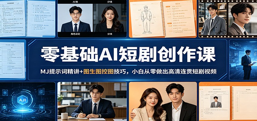 零基础AI短剧创作课：MJ提示词精讲+图生图控图技巧，小白从零做出高清连贯短剧视频 - 来及网络