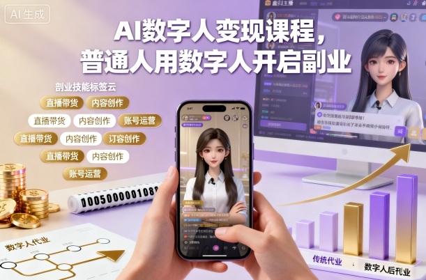 AI数字人变现课程，普通人用数字人开启副业 - 来及网络