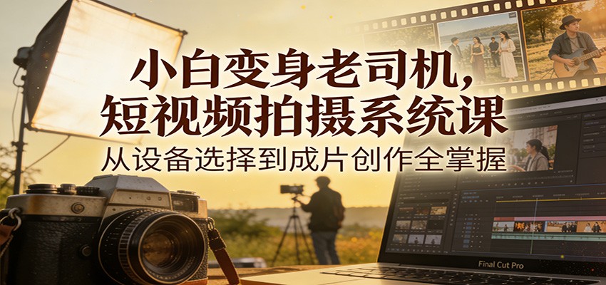 小白变身老司机，短视频拍摄系统课，从设备选择到成片创作全掌握 - 来及网络
