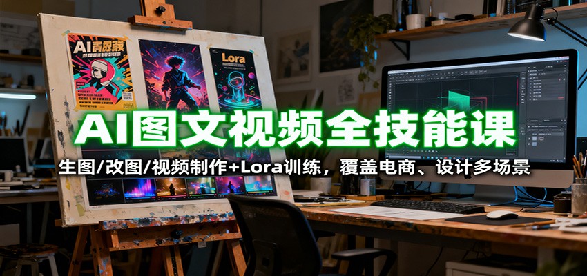 AI图文视频全技能课：生图/改图/视频制作+Lora训练，覆盖电商 、设计多场景 - 来及网络