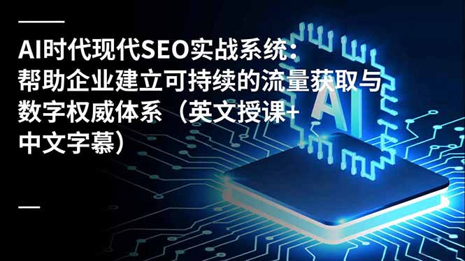 AI时代现代SEO实战系统：帮助企业建立可持续的流量获取与数字权威体系(英文授课+中文字幕 - 来及网络
