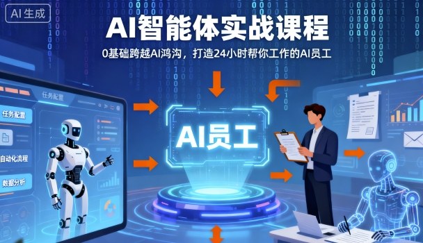 Ai智能体实战课程，0基础跨越Ai鸿沟，打造24小时帮你工作的Ai员工，打破常规，以实战定义Ai - 来及网络