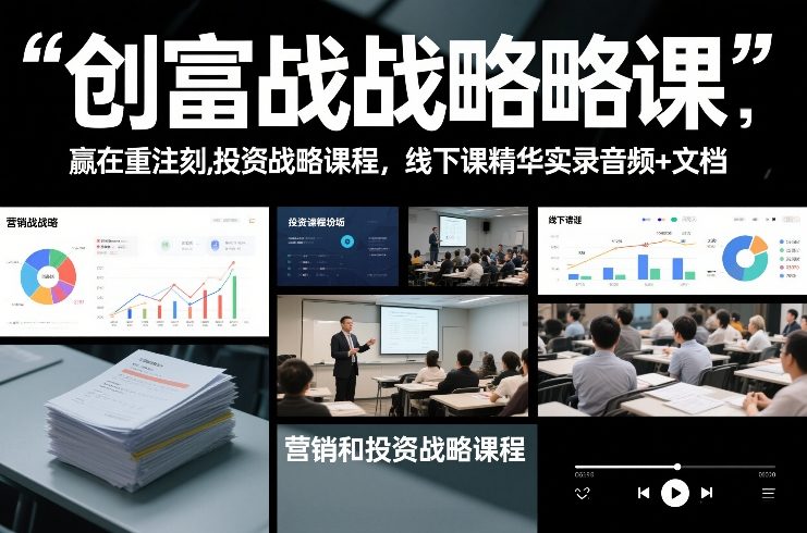 创富战略课，赢在重注时刻，营销和投资战略课程，线下课精华实录音频+文档 - 来及网络