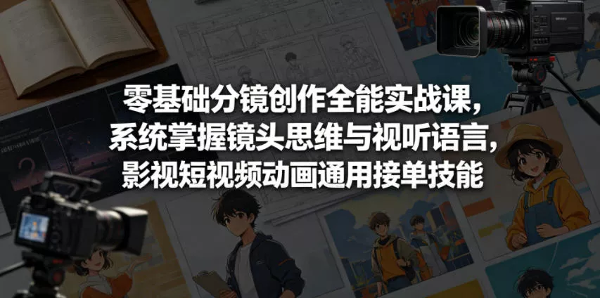 零基础分镜创作全能实战课，系统掌握镜头思维与视听语言，影视短视频动画通用接单技能 - 来及网络