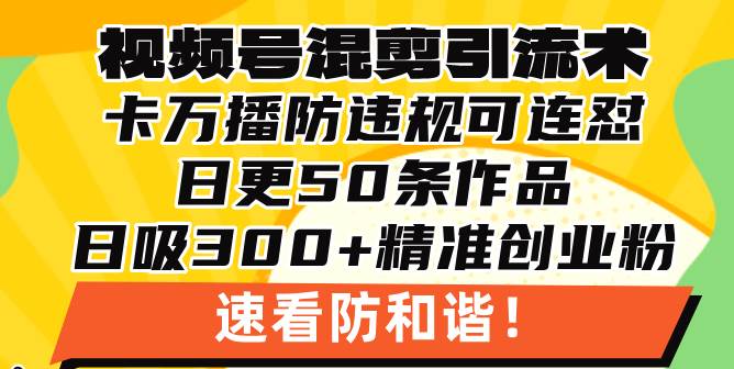 （13400期）视频号混剪引流技术，500万播放引流17000创业粉，操作简单当天学会 - 来及网络