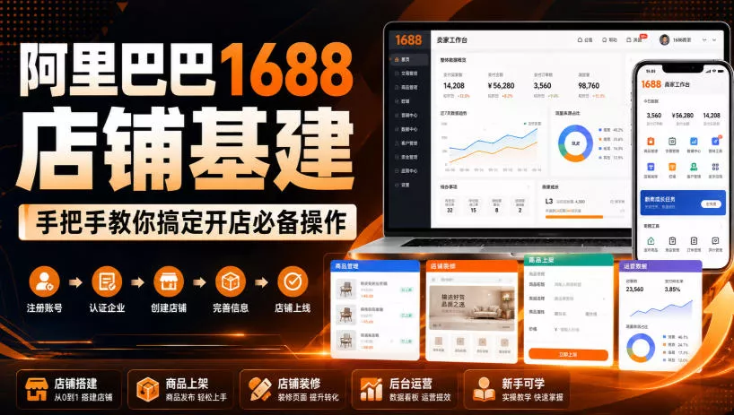 阿里巴巴1688店铺基建，手把手教你搞定开店必备操作(更新8月) - 来及网络