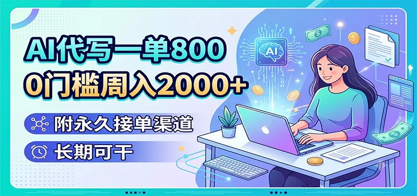 AI代写一单800，0门槛周入2000+，附永久接单渠道，长期可干 - 来及网络