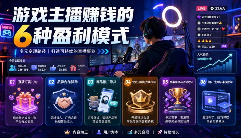 付费文章：游戏主播賺钱的6种盈利模式 - 来及网络