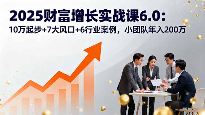 2025财富增长实战课6.0：10万起步+7大风口+6行业案例，小团队年入200万 - 来及网络