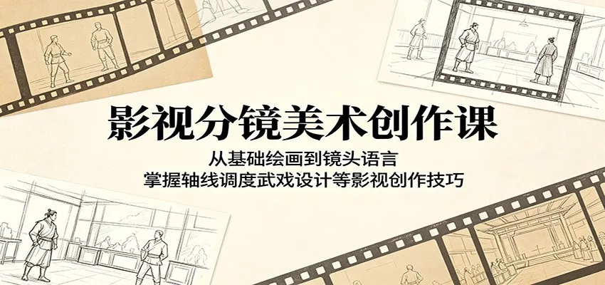 影视分镜美术创作课：从基础绘画到镜头语言，掌握轴线调度武戏设计等影视创作技巧 - 来及网络