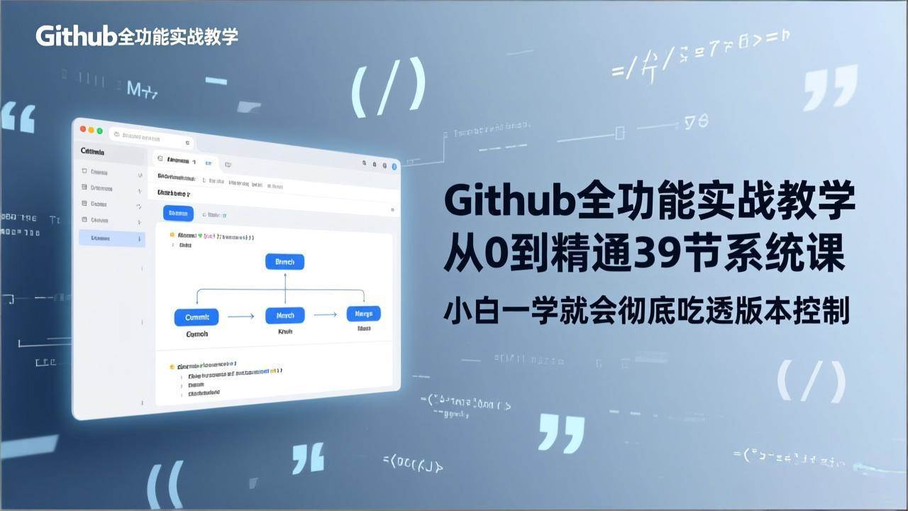 （17501期）GitHub-全功能实战教学，从0到精通39节系统课，小白一学就会彻底吃透版本控制 - 来及网络