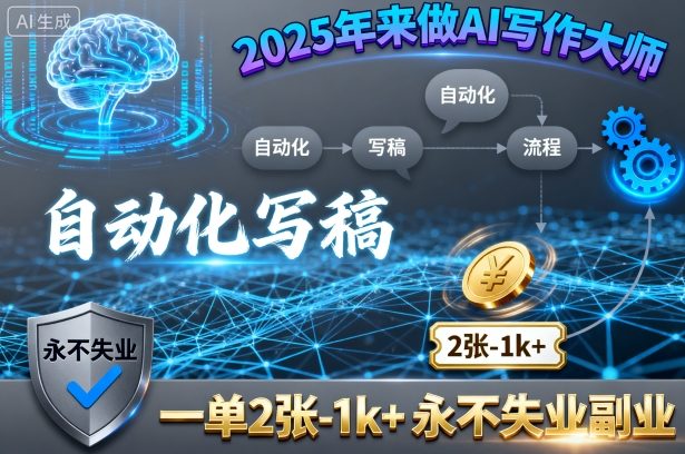 2025年来做AI写作大师，自动化写稿，一单2张-1k+，永不失业副业 - 来及网络