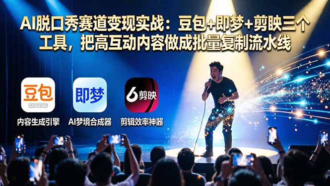 AI脱口秀赛道变现实战：豆包+即梦+剪映三个工具，把高互动内容做成批量复制流水线 - 来及网络