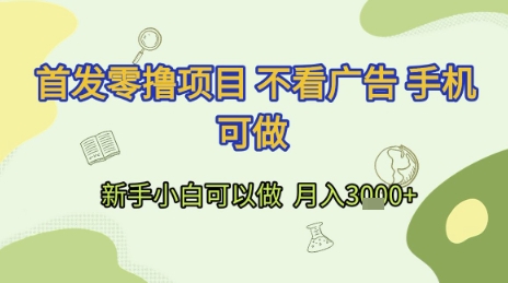 首发零撸项目 不看广告 手机可做 新手小白可以做 月入3k+【揭秘】 - 来及网络