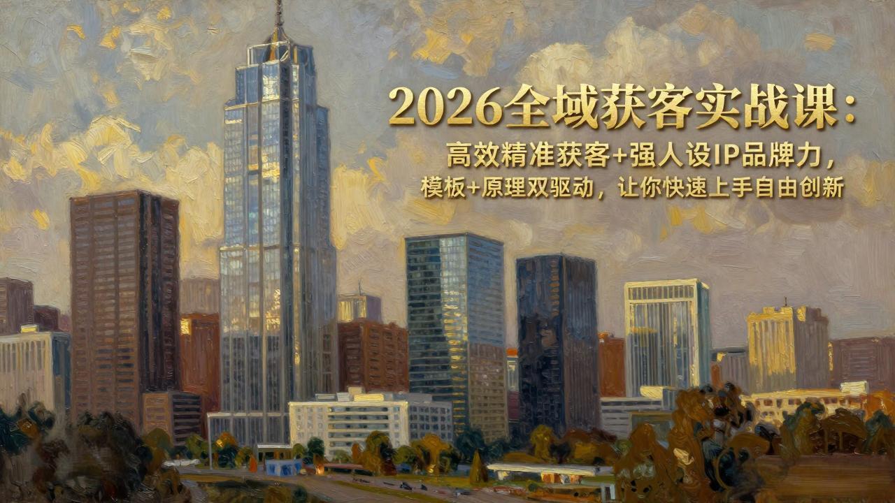 2026全域获客实战课：高效精准获客+强人设IP品牌力，模板+原理双驱动，让你快速上手自由创新 - 来及网络