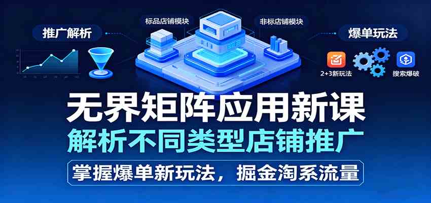 无界矩阵应用新课，解析不同类型店铺推广，掌握爆单新玩法，掘金淘系流量 - 来及网络