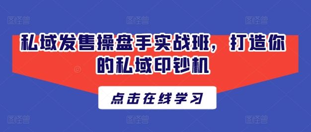 私域发售操盘手实战班，打造你的私域印钞机 - 来及网络