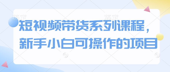 短视频带货系列课程，新手小白可操作的项目 - 来及网络