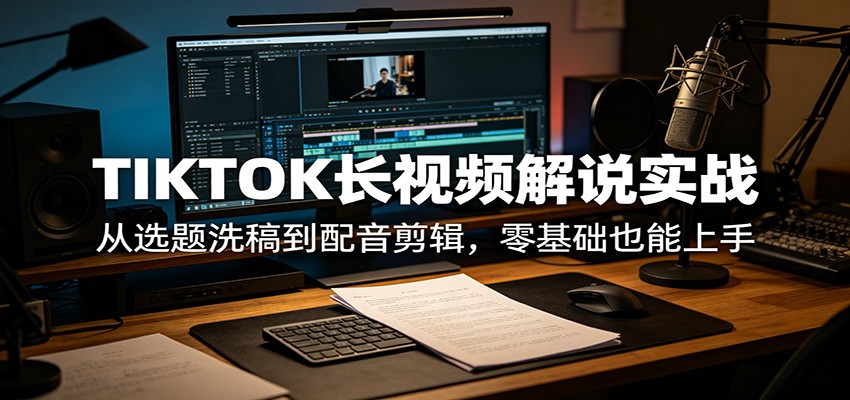 TIKTOK长视频解说实战：从选题洗稿到配音剪辑，零基础也能上手 - 来及网络