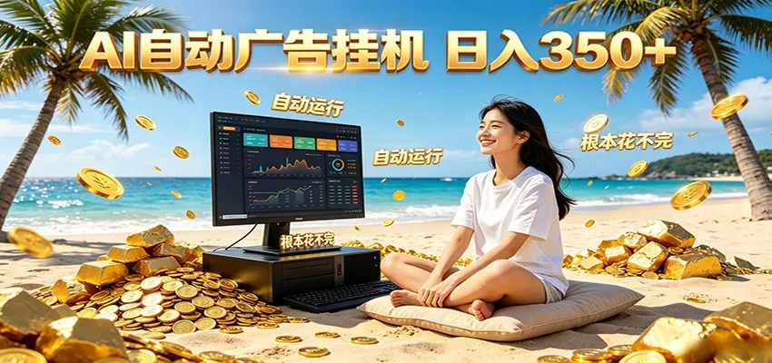 AI自动广告挂机 日入350+ 真正做到躺赚式变现，根本花不完！ - 来及网络