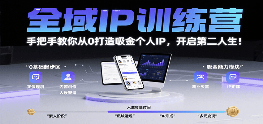 全域IP训练营，手把手教你从0打造吸金个人IP，开启第二人生！ - 来及网络