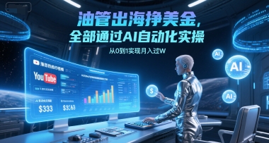 油管出海挣美金，全部通过AI自动化实操，从0到1实现月入过W - 来及网络